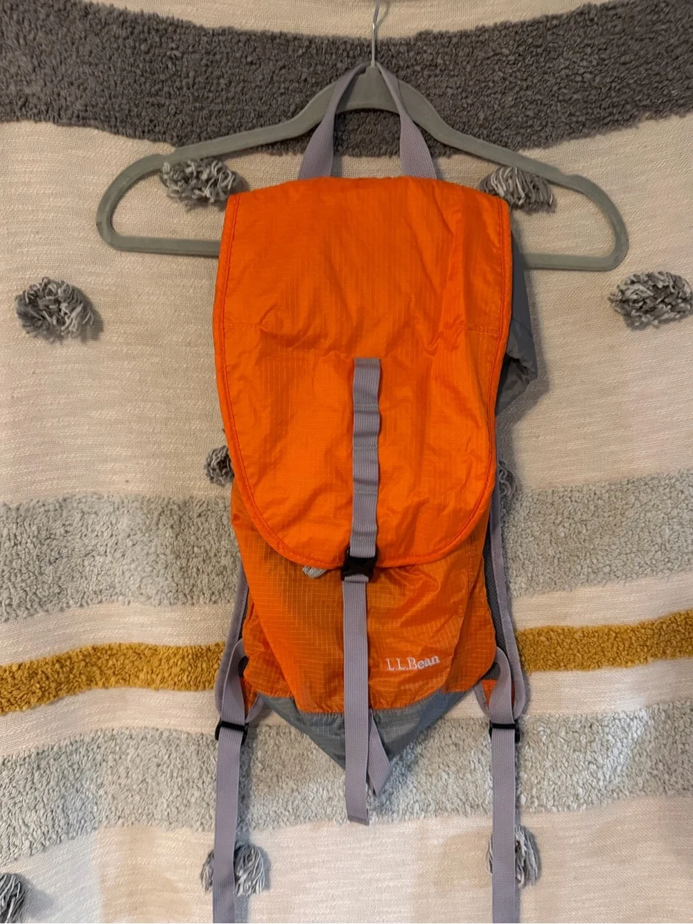 L.L. Bean Bright Orange Backpack with Gray Accents